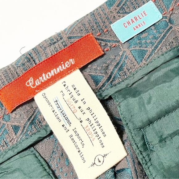 Anthropologie Cartonnier Charlie Ankle Pants 4 gray jacquard trousers cropped - Picture 7 of 12